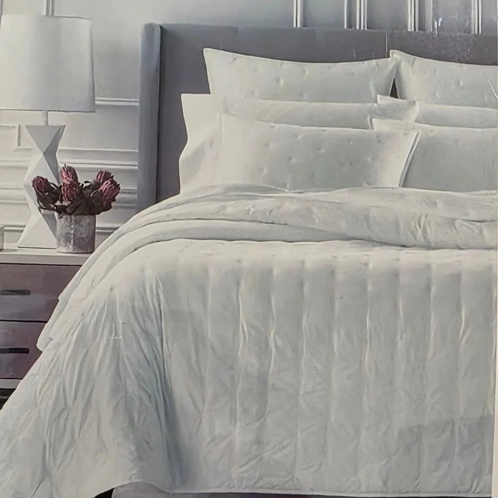 Sky Tufted Coverlet Set Full Queen Mineral Grey 3pc Cotton New